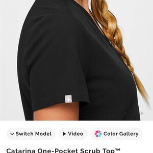 Figs Black Short Sleeve Scrub Top